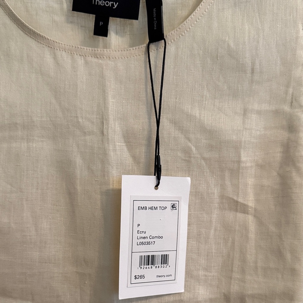 Theory Ecru Linen Women's Top Size P. NWT